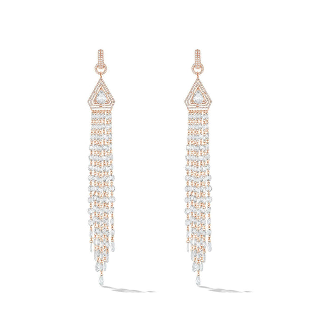 64facets rose cut diamond tassel earrings