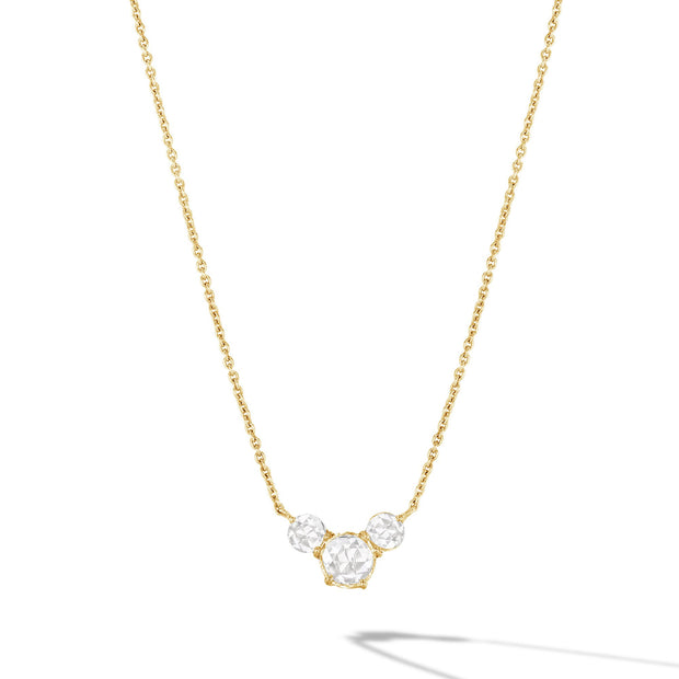 64Facets Rose Cut Diamond and Yellow Gold Chain