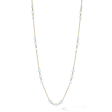 64Facets triple Station Diamond and Gold Chain Necklace