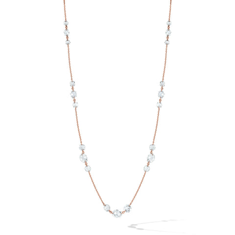 64Facets triple Station Diamond and Gold Chain Necklace