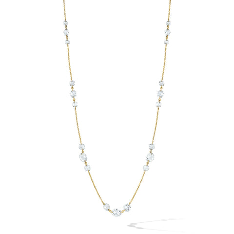 64Facets triple Station Diamond and Gold Chain Necklace