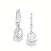 64Facets Serendipity Diamond Tulip Drop Earrings with Step Cut Diamonds and Brilliant Cut Pave Diamonds in 18K Gold