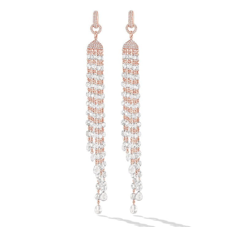 64facets rose cut diamond waterfall tassel earrings 